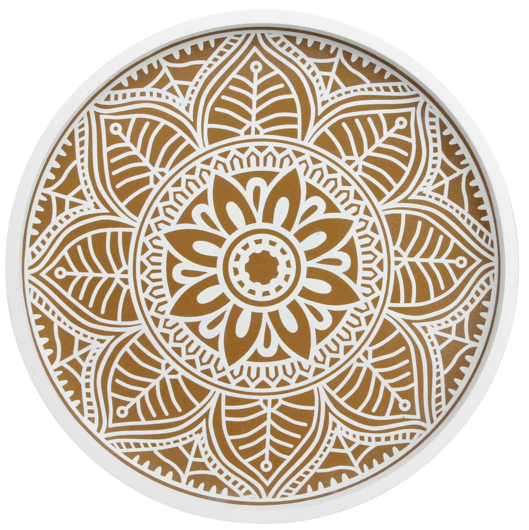 GurfuyRound Decorative Table Tray 12" - Rustic Wooden Serving Tray for Farmhouse Ottoman Coffee Table Trays Living Room Kitchen Counter Breakfast White