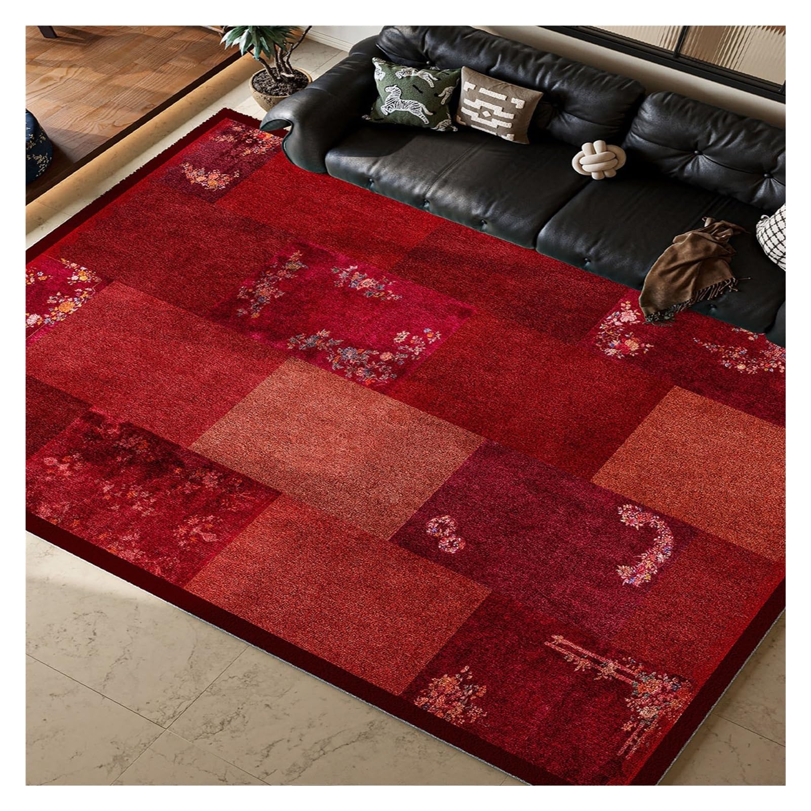 Tapis de salon rétro lavable pour balcons et sols difficiles