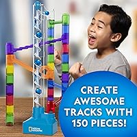 Vista 4 de National Geographic Marble Run with Motorized Elevator - 150-Piece Marble Maze Kit with Motorized Spiral Lift, 30 Marbles, Storage Bag & More
