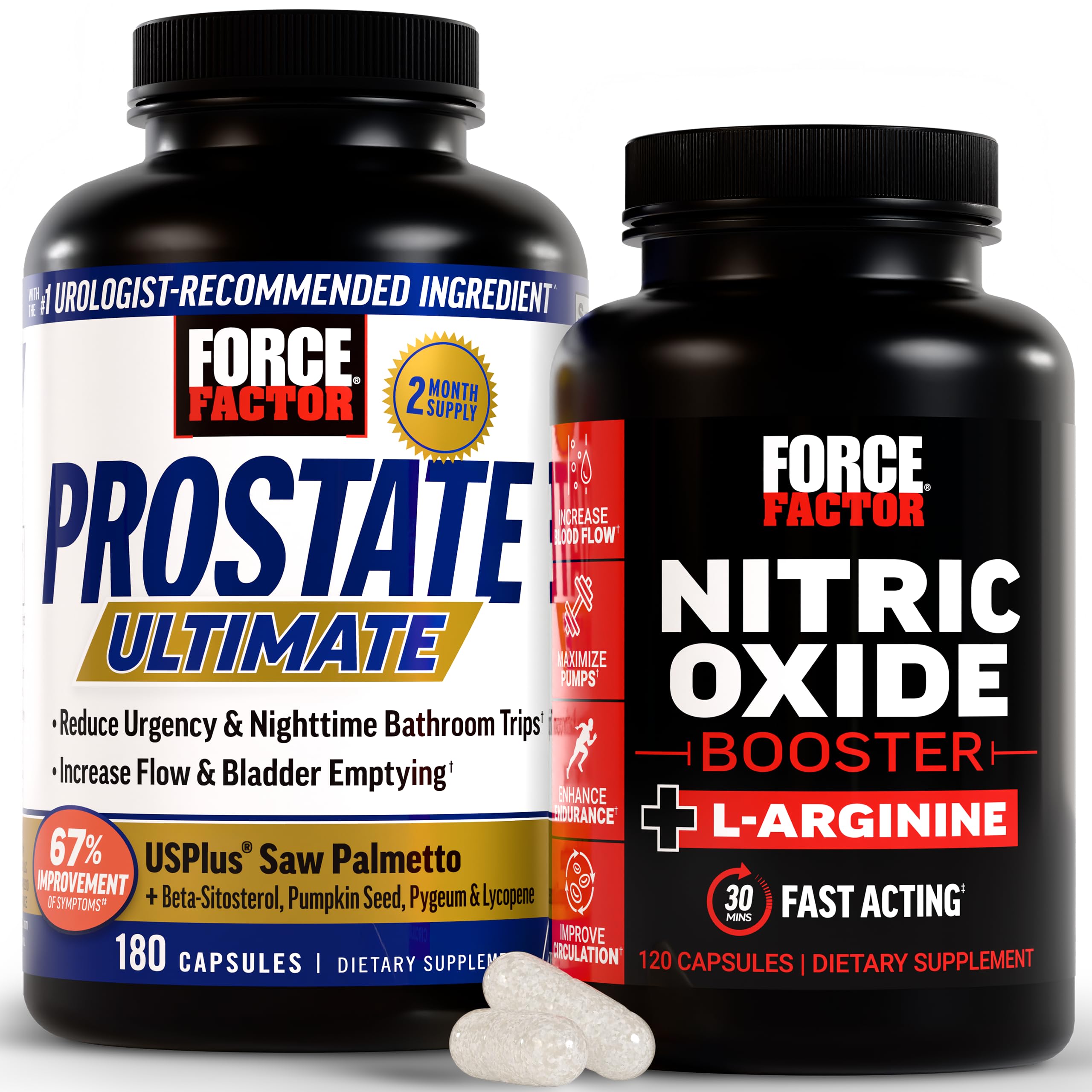 Force Factor Suplemento para saúde masculina com L-arginina, L-citrulina e extrato de saw palmetto, 120 cápsulas