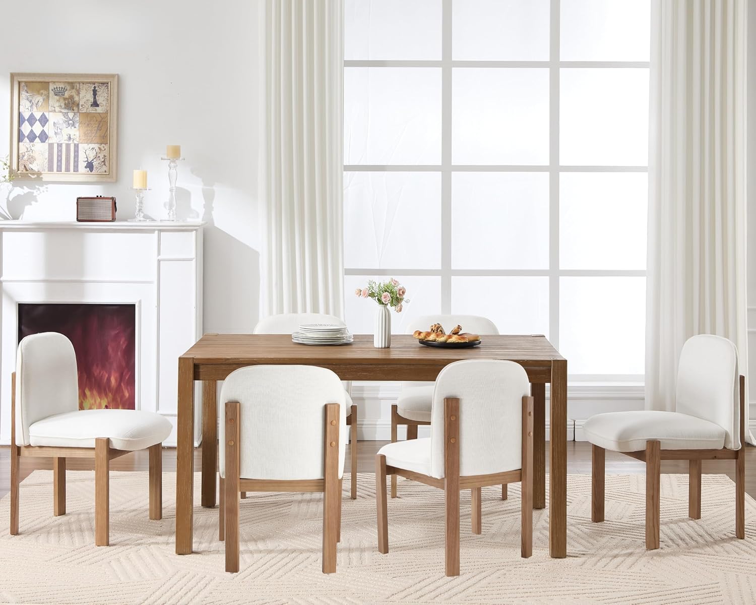 Amazon.com - RIVOVA Upholstered Dining Chairs Set of 6, Modern Fabric ...