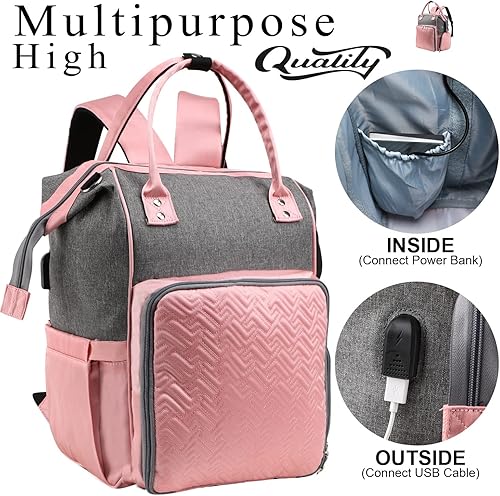Miniatura 5 de Mochila para bolsa de punto, bolsa organizadora de almacenamiento de hilo, bolsa organizadora de hilo, bolsa de ganchillo con puerto de carga USB,