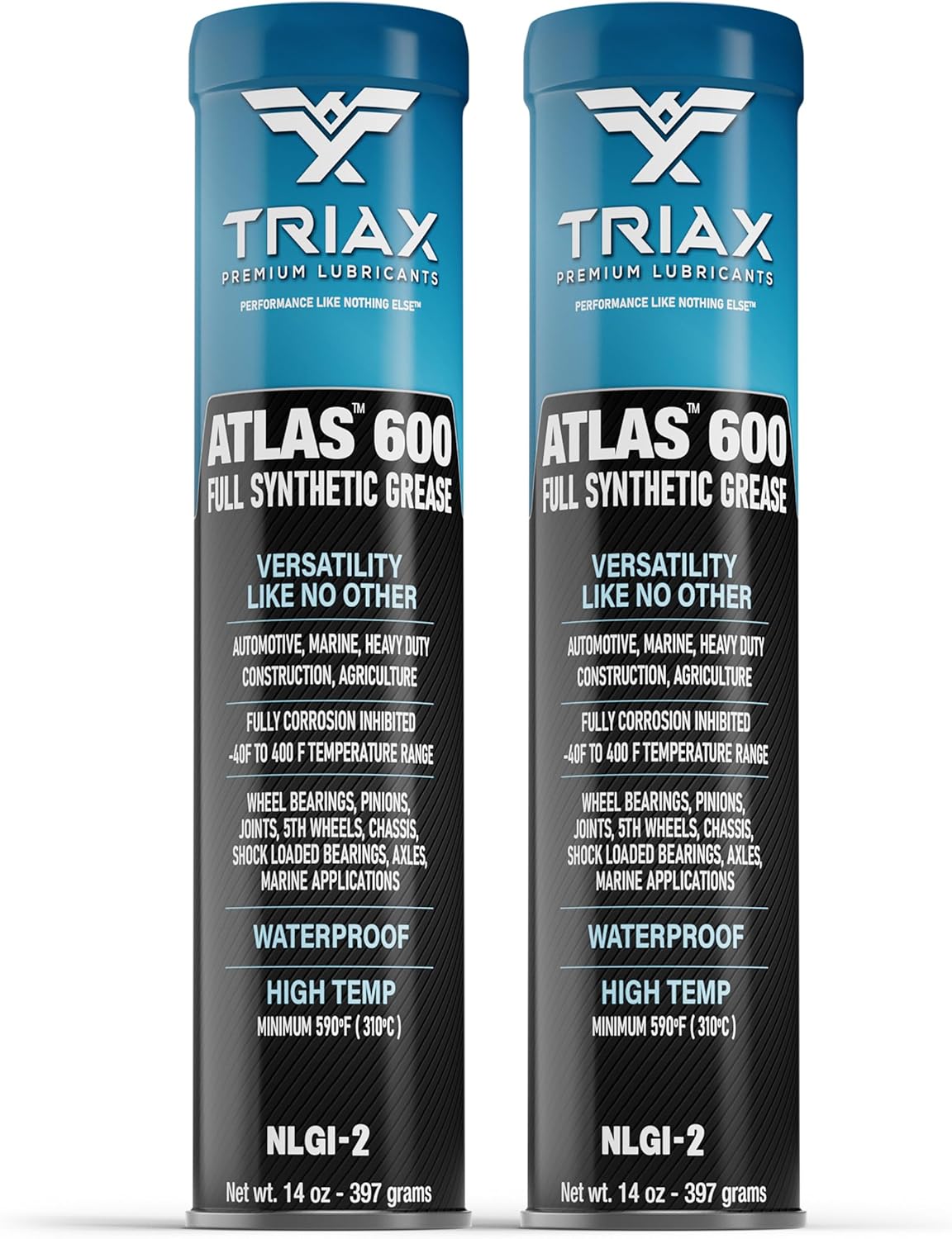 TRIAX Atlas 600 - Full Synthetic Grease - Ultra Duty - All 5th Wheel, Bearings, Joints, Pivots, Bolts - Super Adhesive - Marine - Wide Temp Range -40 F to 450 F - 14 oz Tube (Pack of 10)