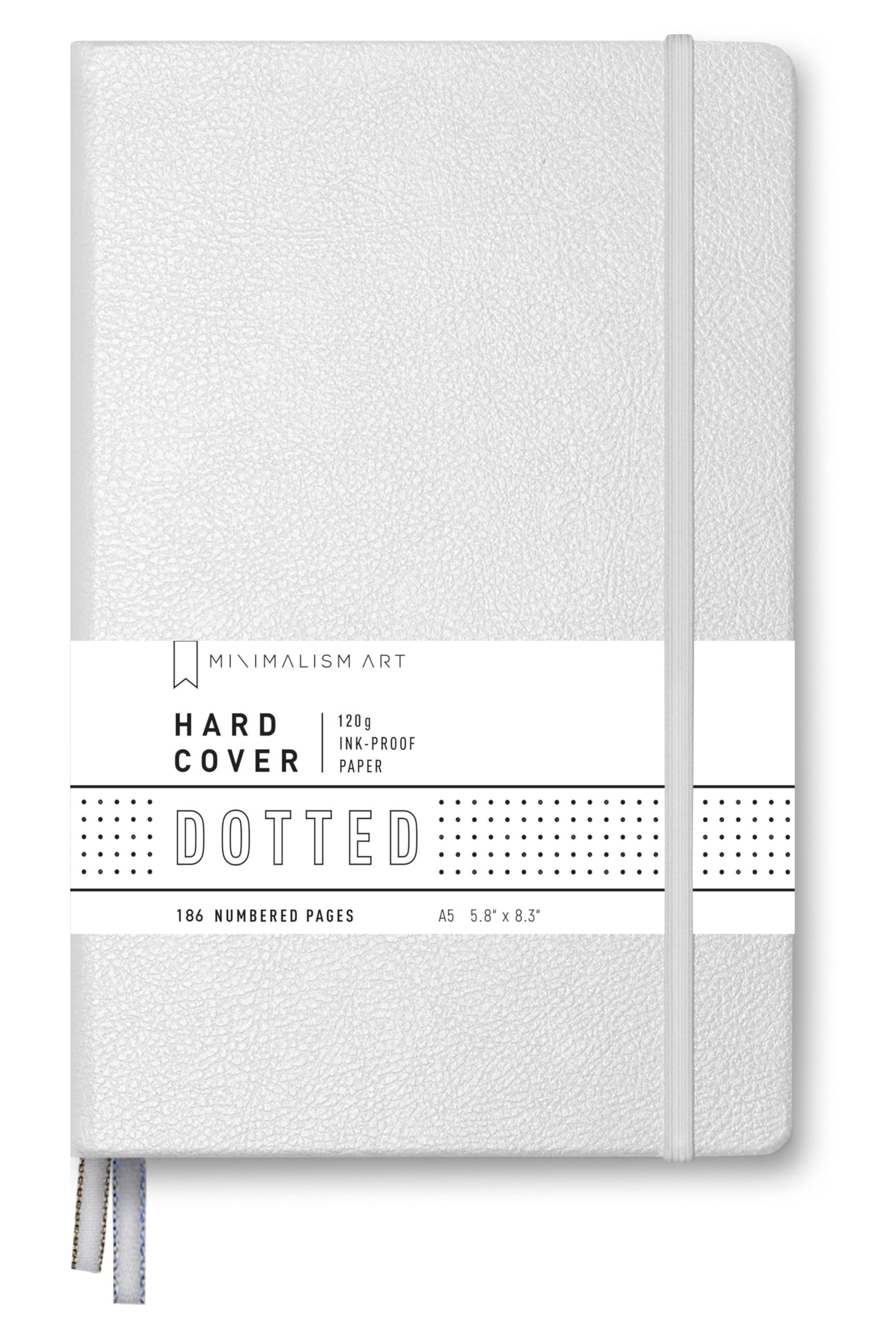 Minimalism Art, Premium Hard Cover Notebook Journal, Medium Size, A5 5.8" x 8.3", 186 Numbered Pages, Gusseted Pocket, Ribbon Bookmark, Extra Thick
