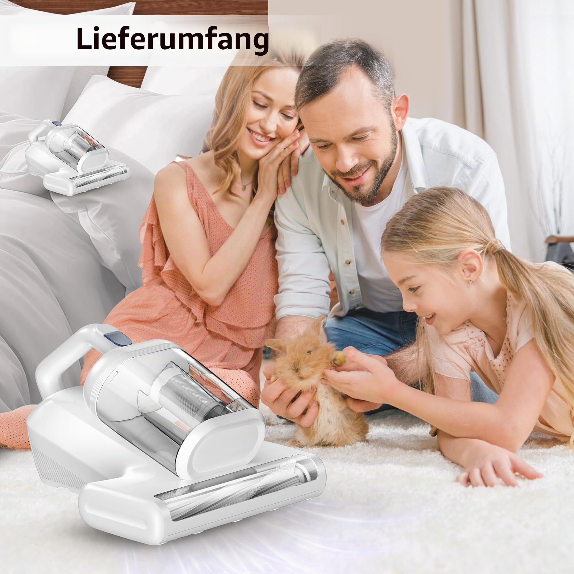 Milbensauger für Matratzen - 15KPa Milbenstaubsauger mit UV Licht 60℃ Heißluftfunktion HEPA-Filter Ultraschall Matratzensauger für Bett, Sofa, Allergiker