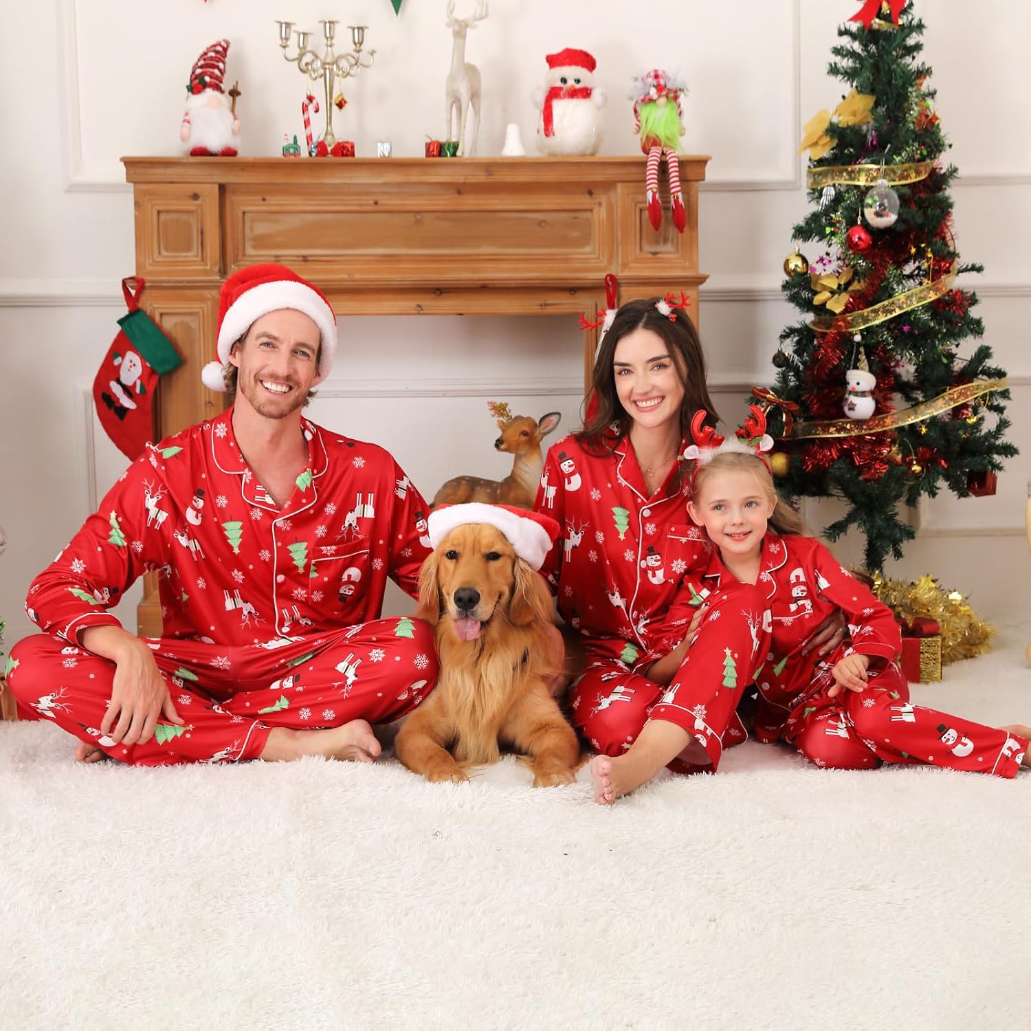 Weixinbuy Christmas Family Matching Pajamas Set Long Sleeve Button Down Pjs Set Holiday Sleepwear for Women/Men/Kids - Image 3