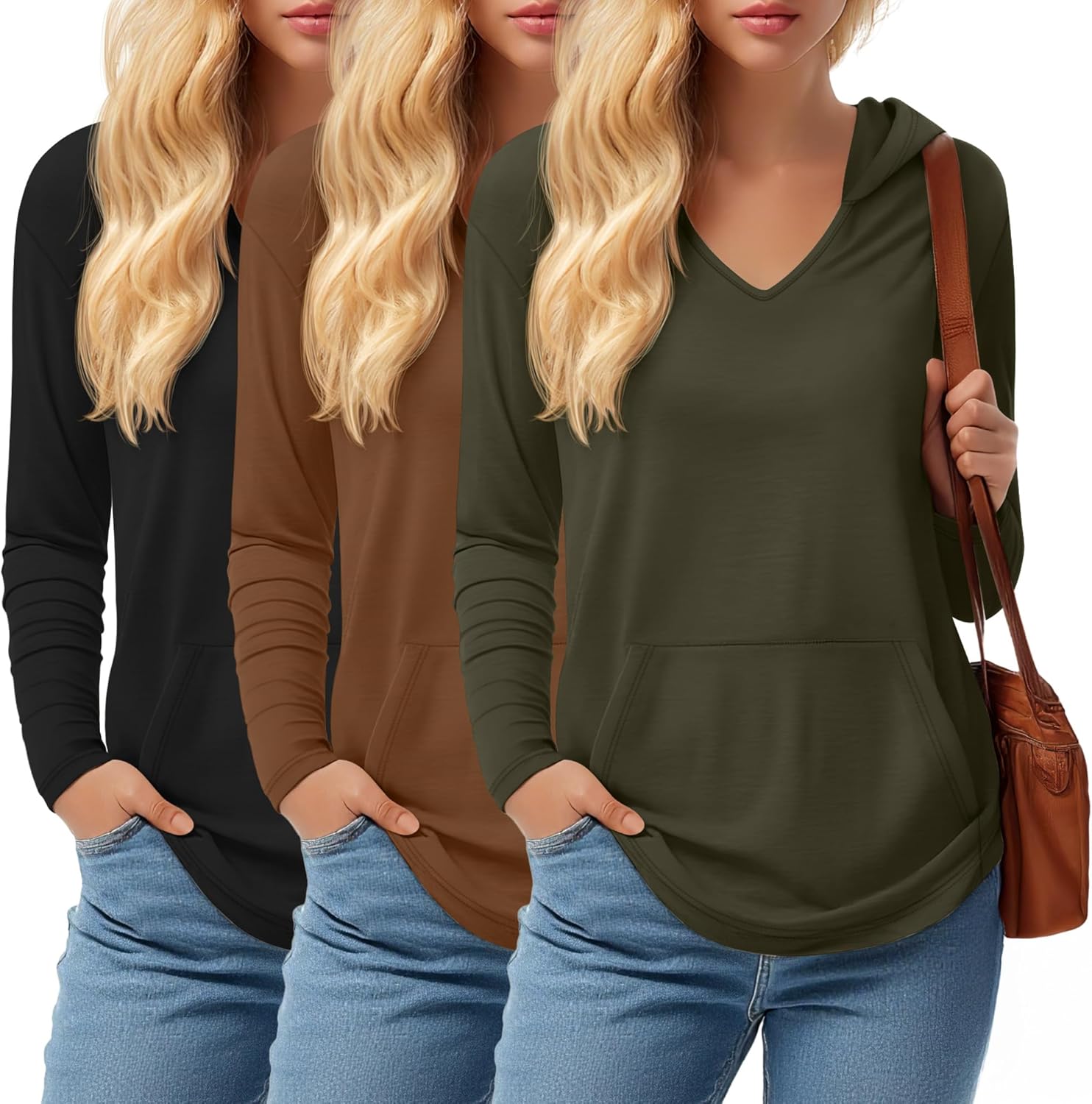 3 Pack Women’s Long Sleeve Hoodies V Neck Curved Hem Sweatshirts Casual Loose Fit Lightweight Workout Fall Pullovers 3 Pack Women’s Long Sleeve Hoodies V Neck Curved Hem Sweatshirts Casual Loose Fit Lightweight Workout Fall Pullovers
