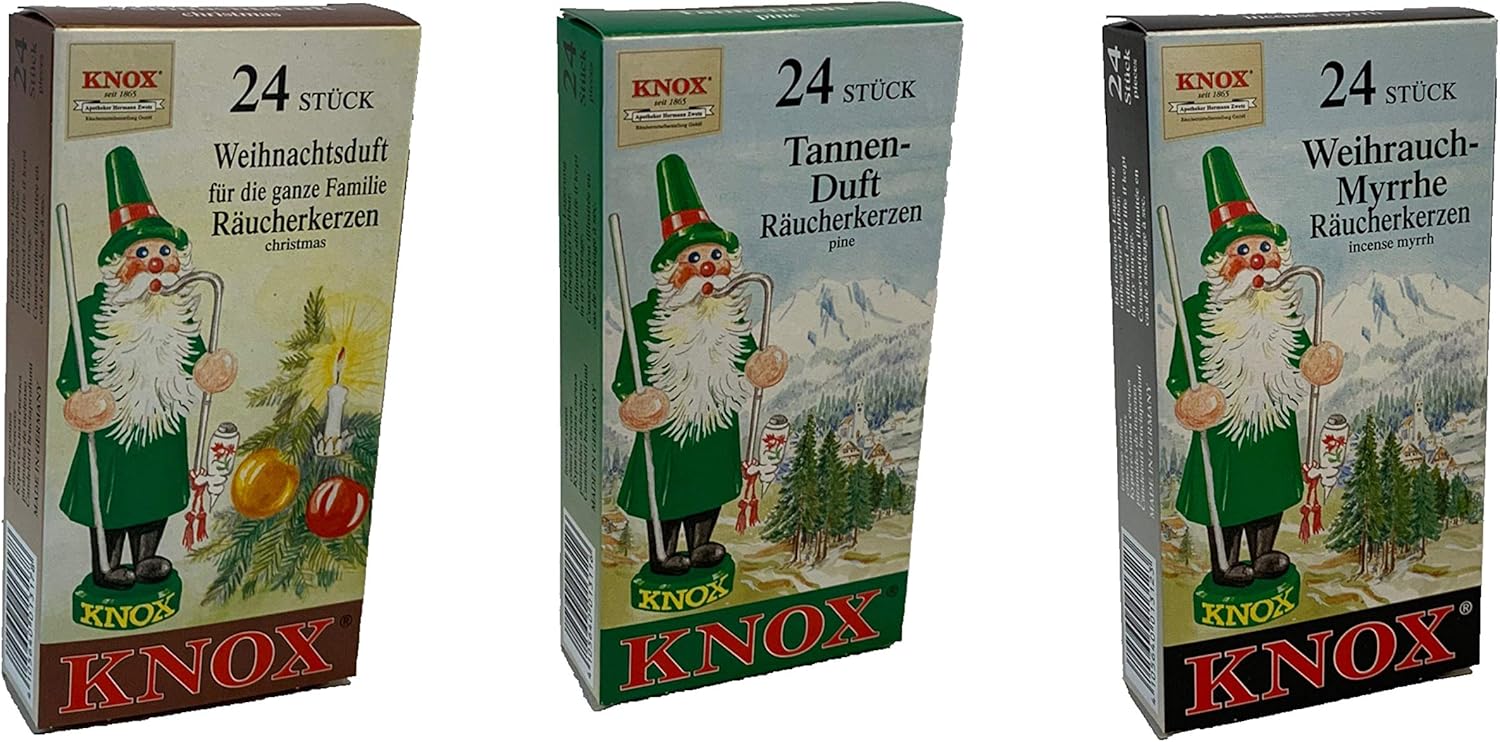 Erzgebirge Palace Knox Incense Cones Bundle - 288 ConeSet - Authentic German Incense Cones for Incense Smokers - 12x24 Cones - Frankincense Myrrh - Pine Tree - Christmas