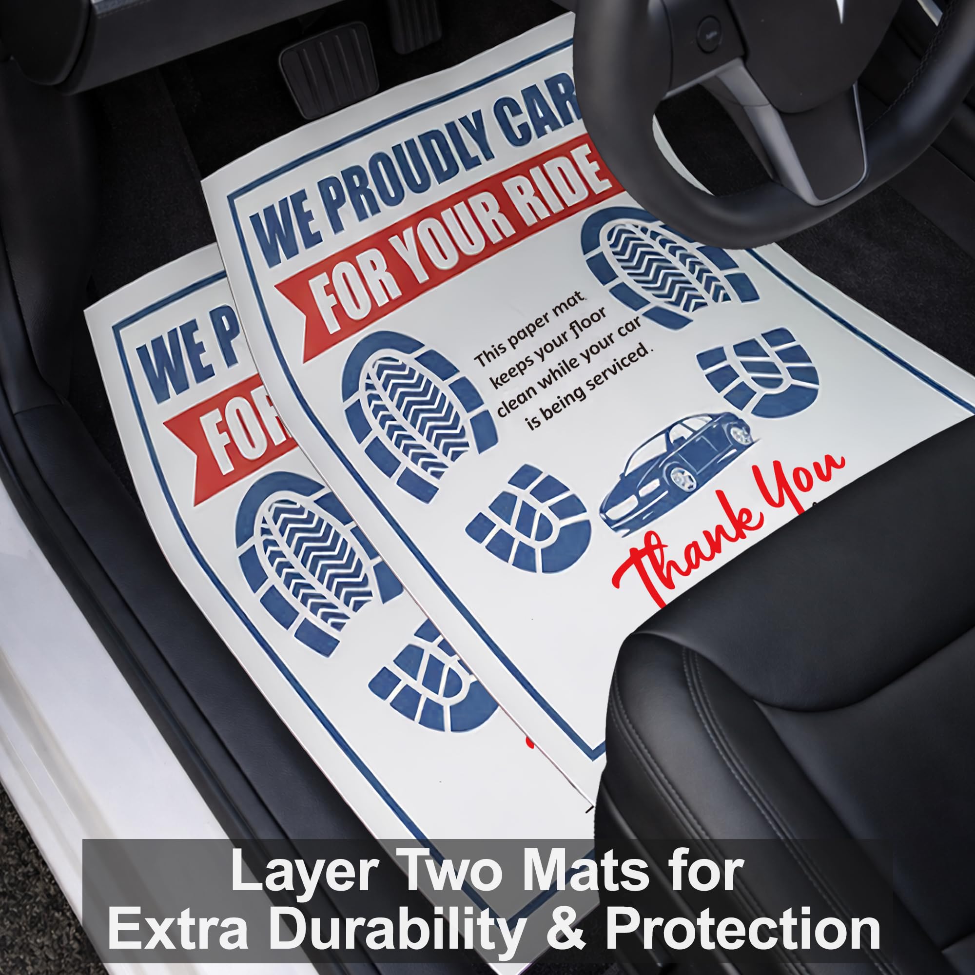 Disposable Paper Car Floor Mats 50 Pack 16x20 in Full-Color Printed Waterproof Floor Mat Covers for Auto Service — view 7