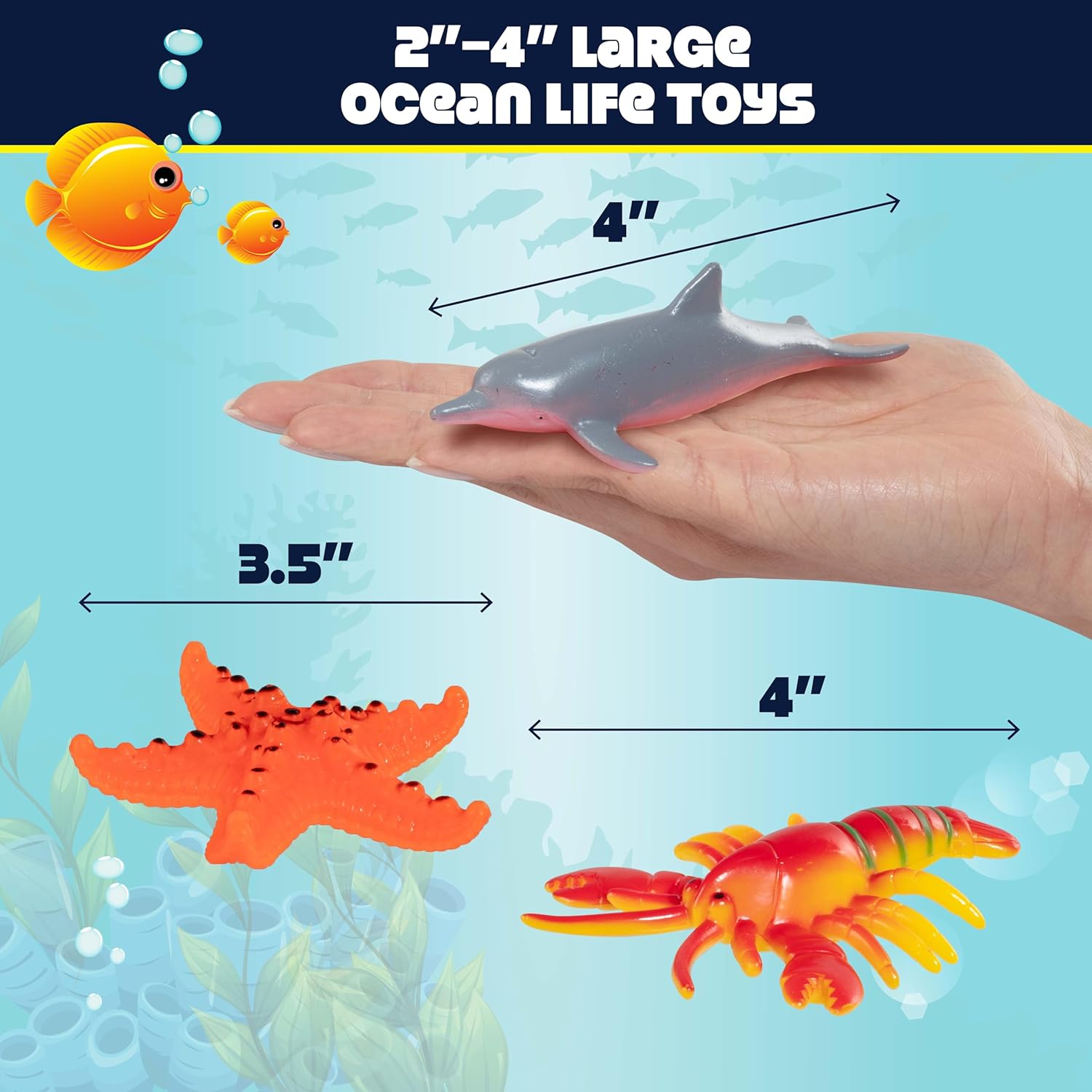 Ocean Animal Toy Figures Set (30PCS)– Marine Life Sea Creatures Playset with Sharks, Dolphins, Turtles, Crabs & More– Kids Educational Toys, Bath Toys, Toddler Learning, Party Favors w/ Storage Bucket