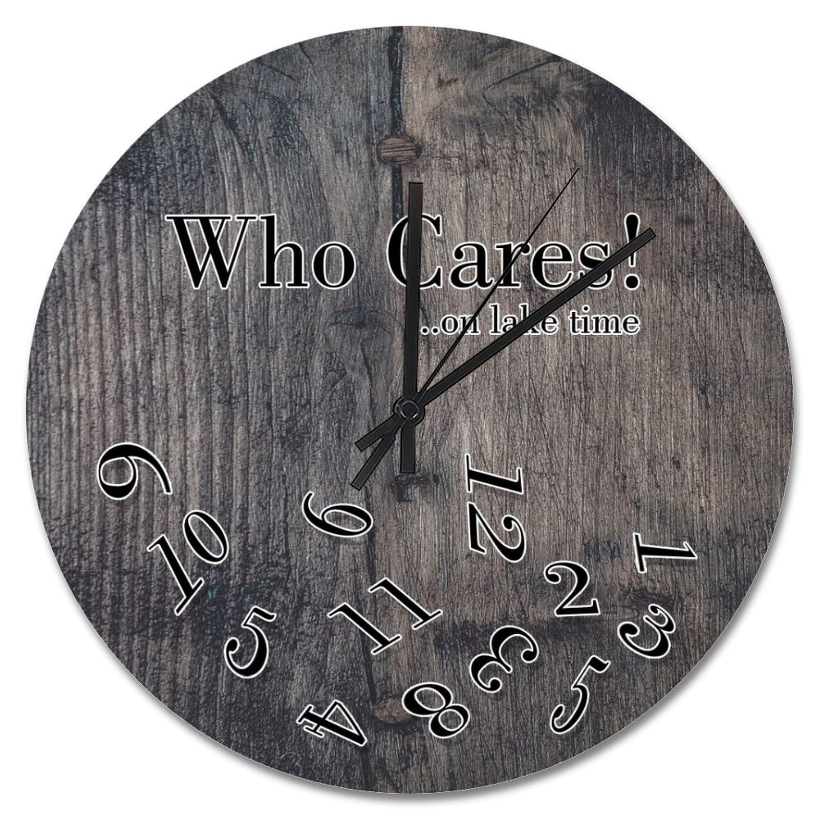 Horloge murale en bois vieilli gris foncé de 38,1 cm pour salle de bain et bureau rétro