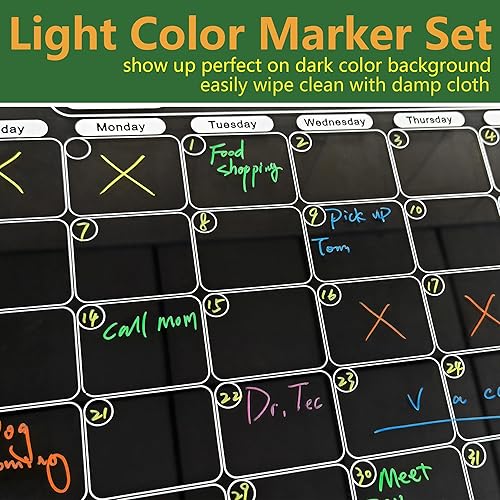 Miniatura 5 de Mag-Fancy Calendario magnético acrílico para nevera, juego de 2 calendarios de borrado en seco blanco transparente, tableros de planificación