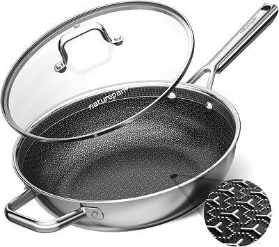 28 cm Wok Pan with Lid DiamondTitan Hybrid Ceramic Coating Honeycomb Pan