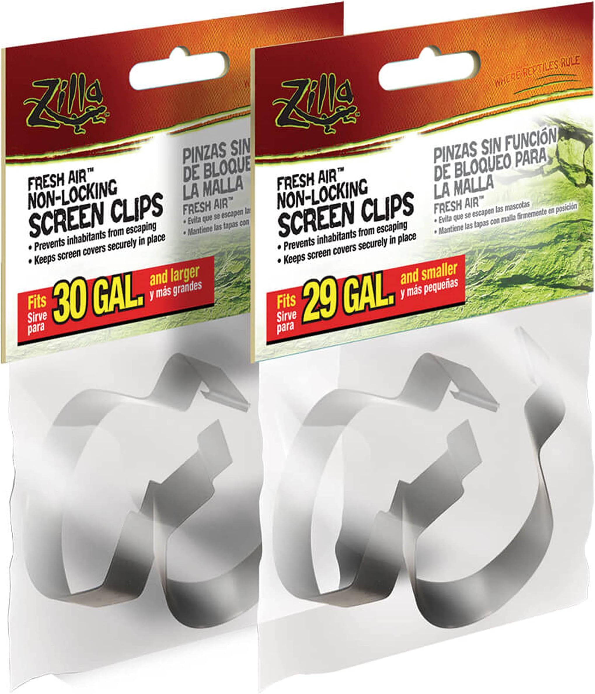 ZILLAReptile Terrarium Covers Non-Locking Screen Clips, 30G+, 2-Pack