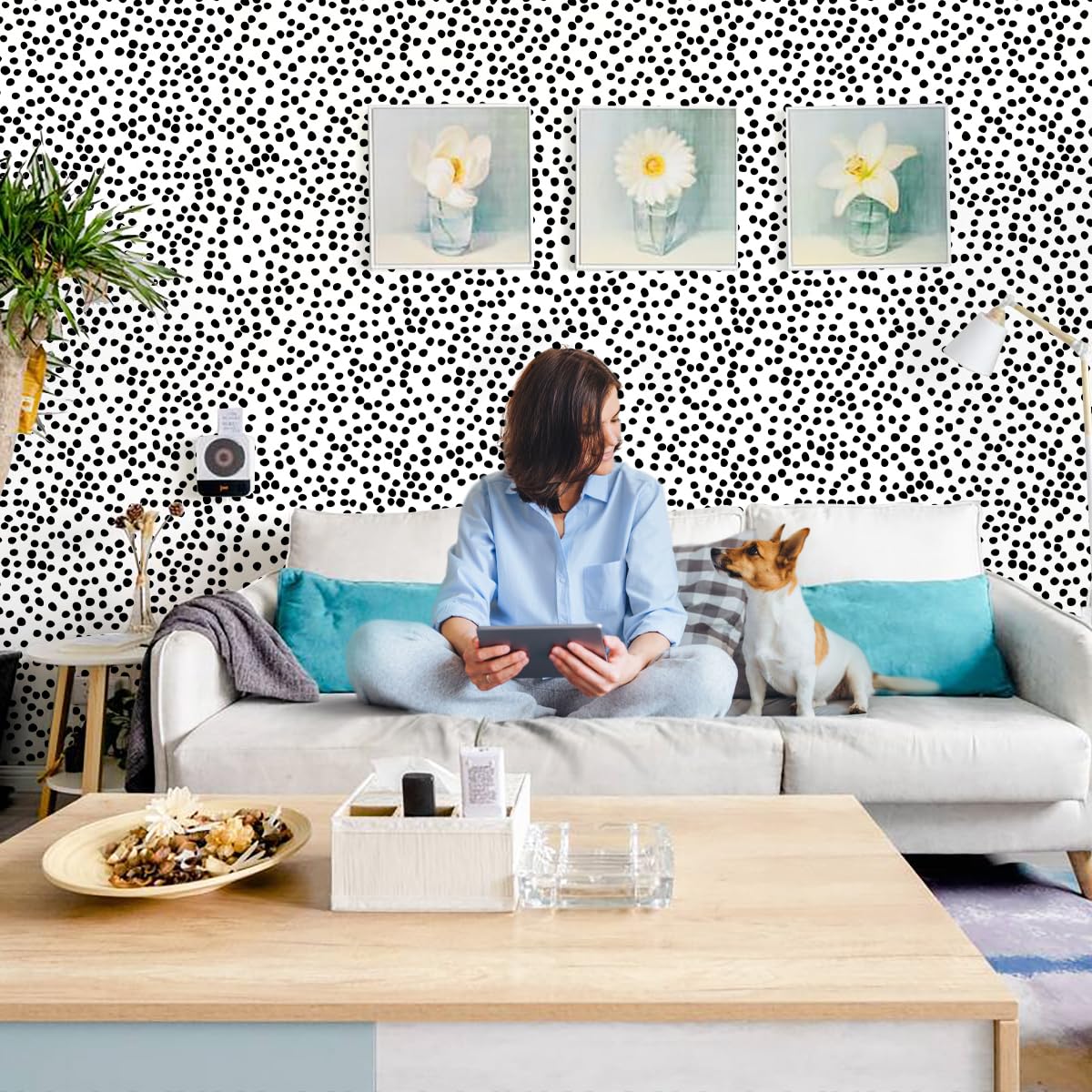 SYYKDEF Papier Peint à Motif Floral Noir, 45 X 499,9 Cm, à