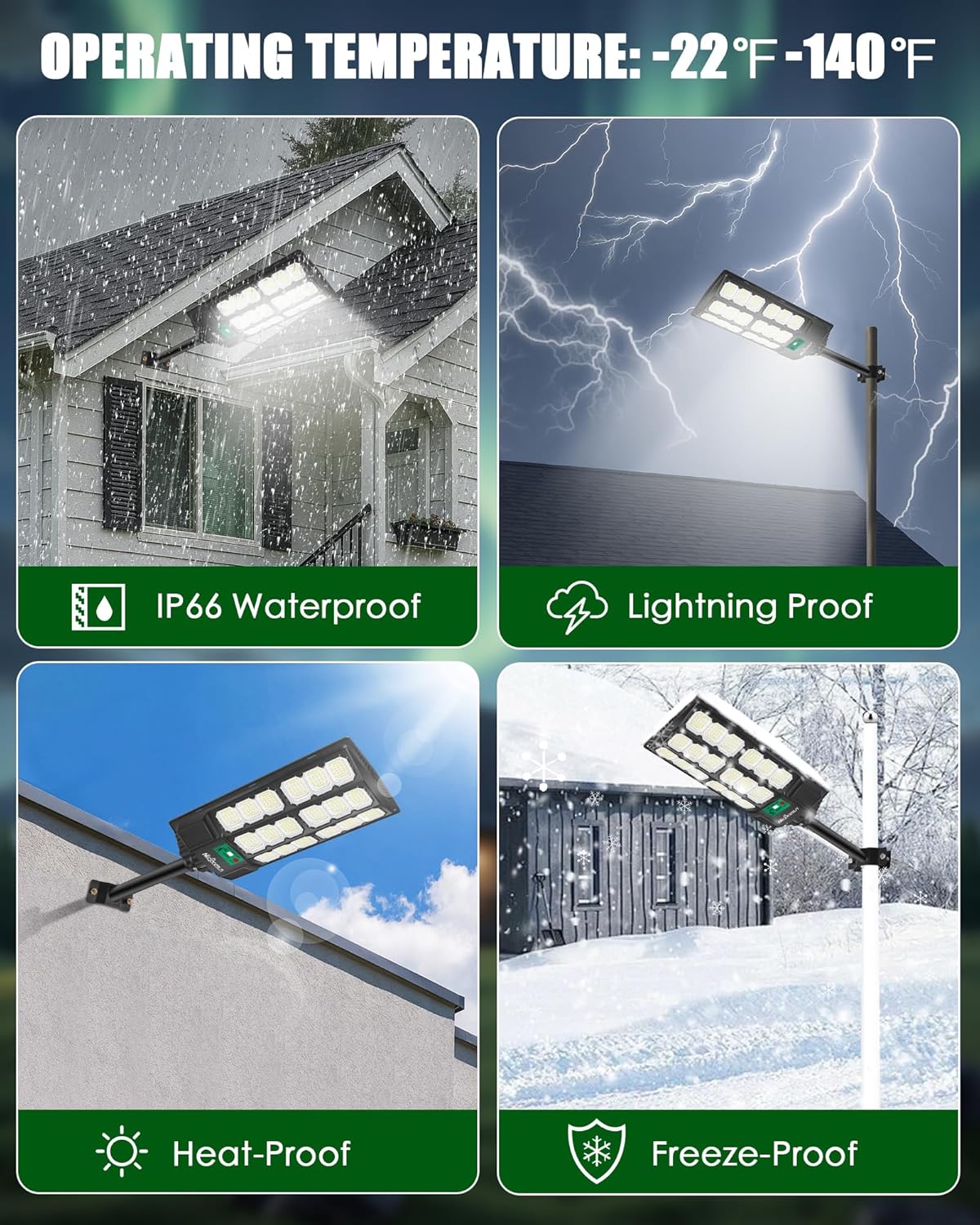 Solar Lights Outdoor 24000LM-6500K Solar Street Light, IP66 Waterproof Outdoor Flood Lights with Motion Sensor & Dusk to Dawn, led solared Street Light Easy Installation, Pack of 2