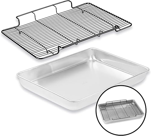 Miniatura 2 de Baker's Secret Bandeja grande para asar no tóxica de 18" con estante, asador 100% de aluminio reciclado, sartén para asar pavo, verduras, aves - La