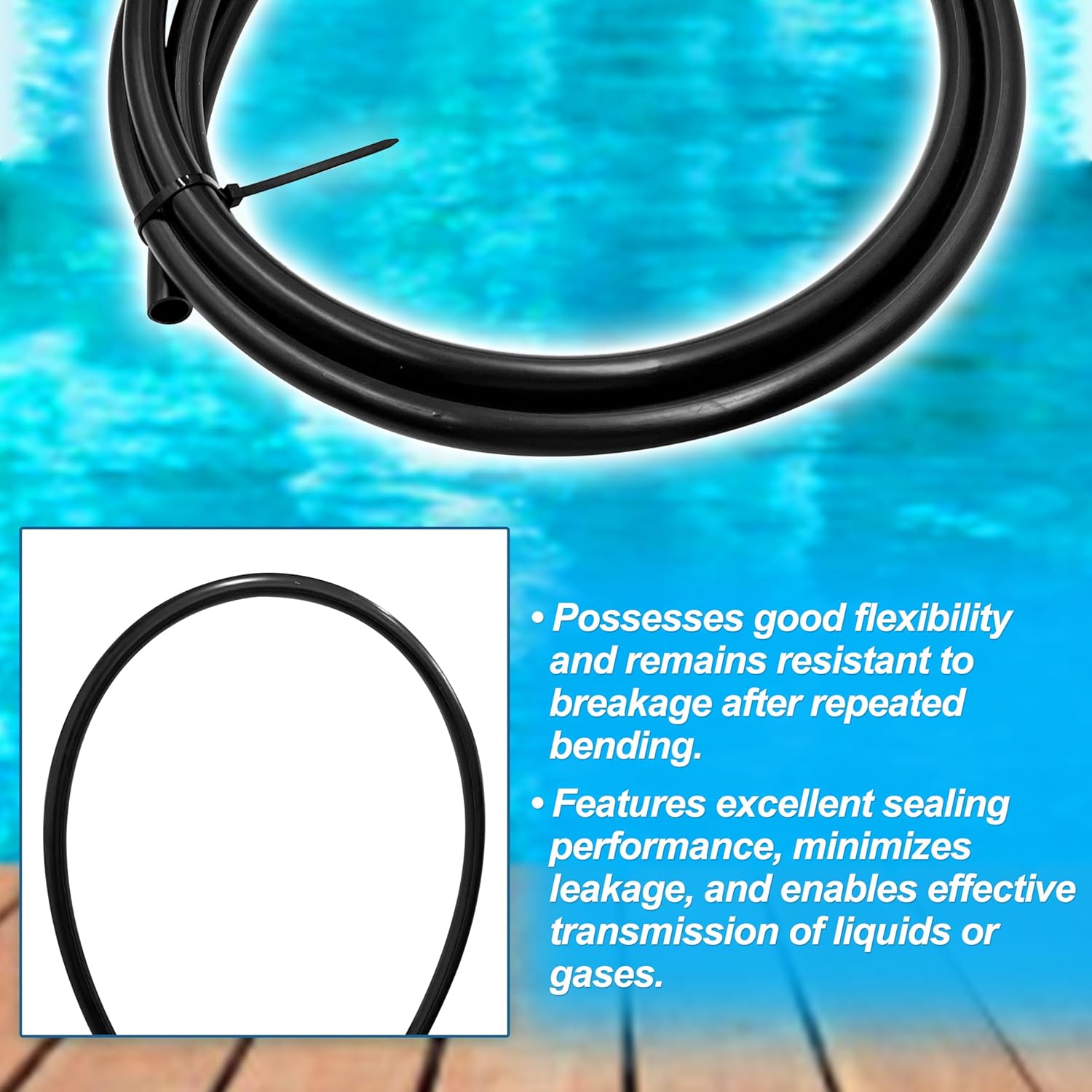 R172269 1/2-Inch Inner Diameter Feeder Tube Replacement for Rainbow Automatic Chlorine/Bromine Pool and Spa Feeder Model 300-29X,Black…