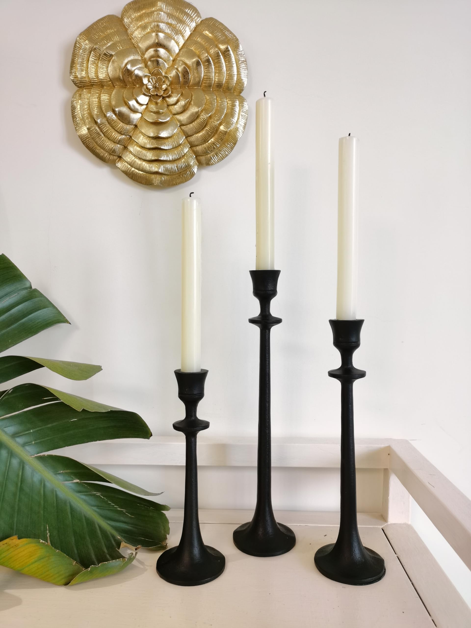 Kerzenhalter aus Eisen, 3 Stück, dekorativer Kerzenständer, Kerzenhalter für Hochzeit, Abendessen, Party, Schwarz