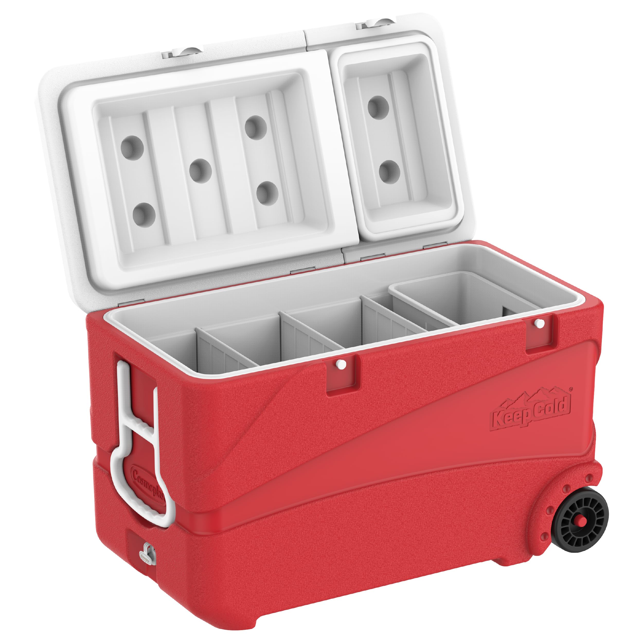 CosmoplastKeep Cold Plastic Cooler Icebox Deluxe 102 Liters With Wheels