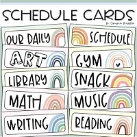 Daily Classroom Schedule Cards Boho Rainbow Theme Editable