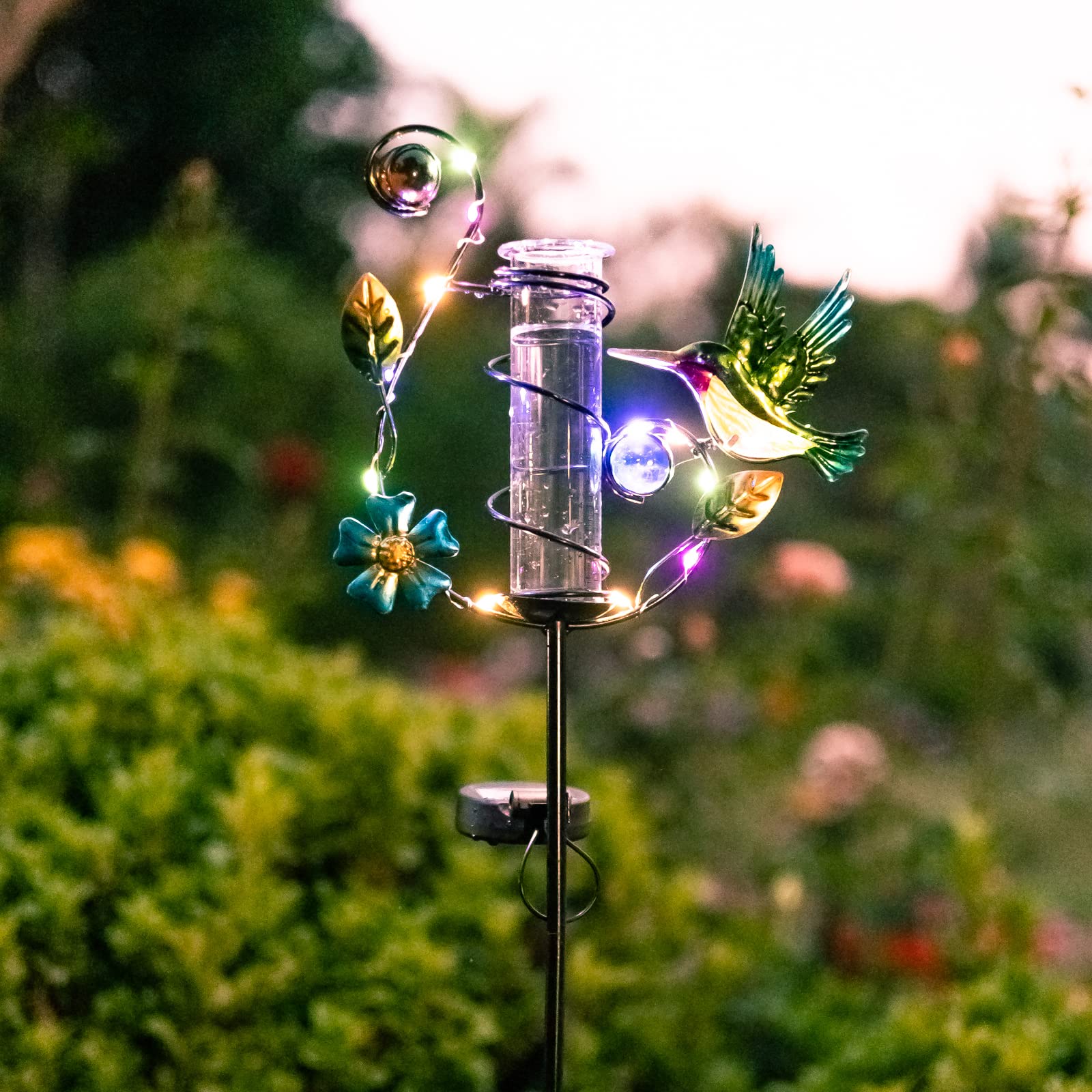 Stargarden Kolibri-regenmesser, Solar-LED-Lichter, Regenmesser, Dekorativ, Wasserdicht, Für Hof, Garten, Terrasse, Rasen