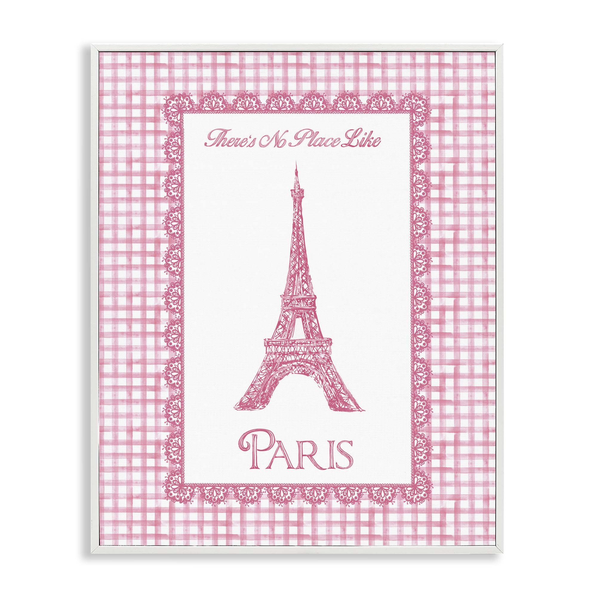 Stupell Industries Coastal White (Textured) Paris Lace Typography, 16 X 20 Inch Framed Giclée Print