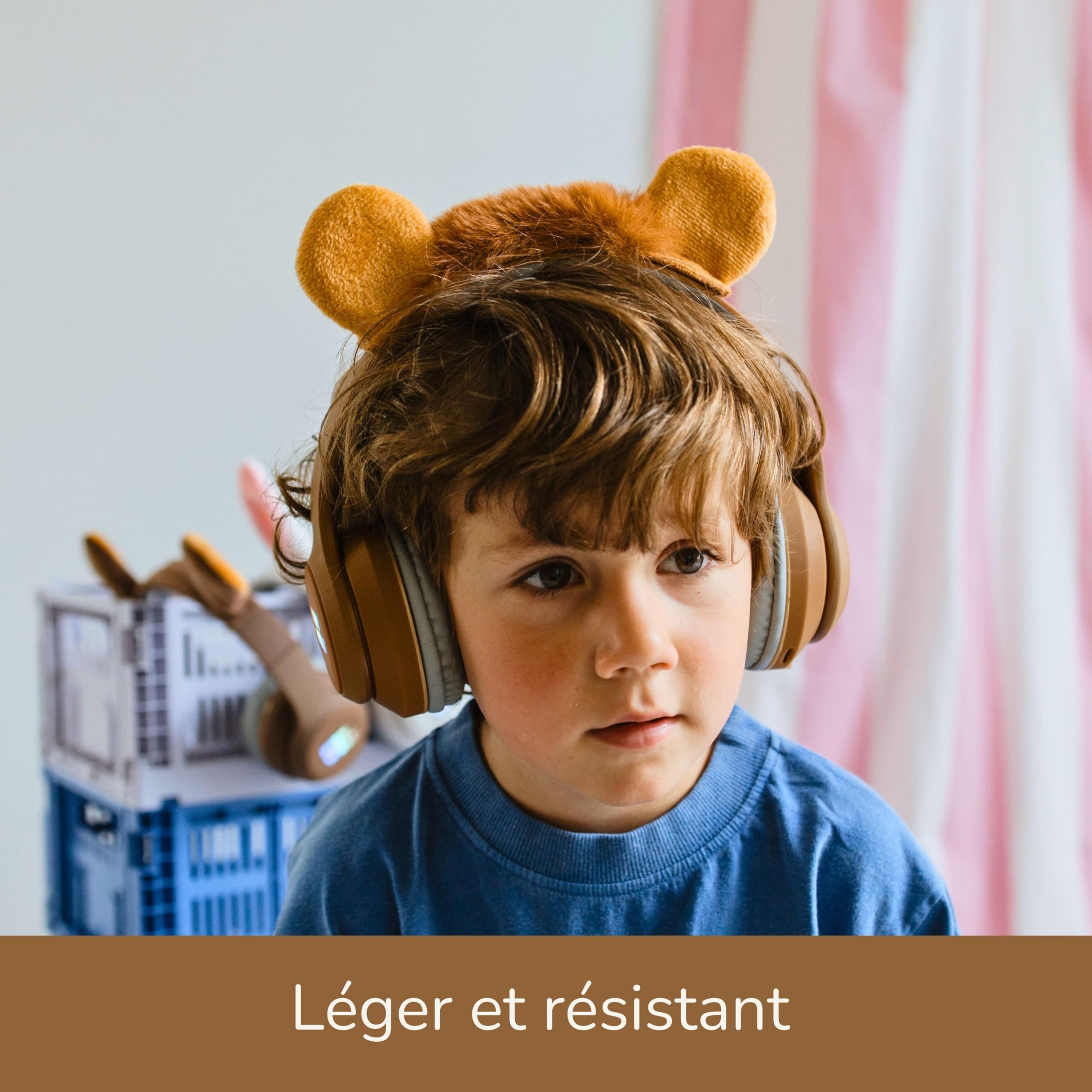 KIDYWOLF - KIDYEARS Lion - Casque Audio Enfant Bluetooth & Filaire - Volume Limité 85dB pour Protéger l'Audition