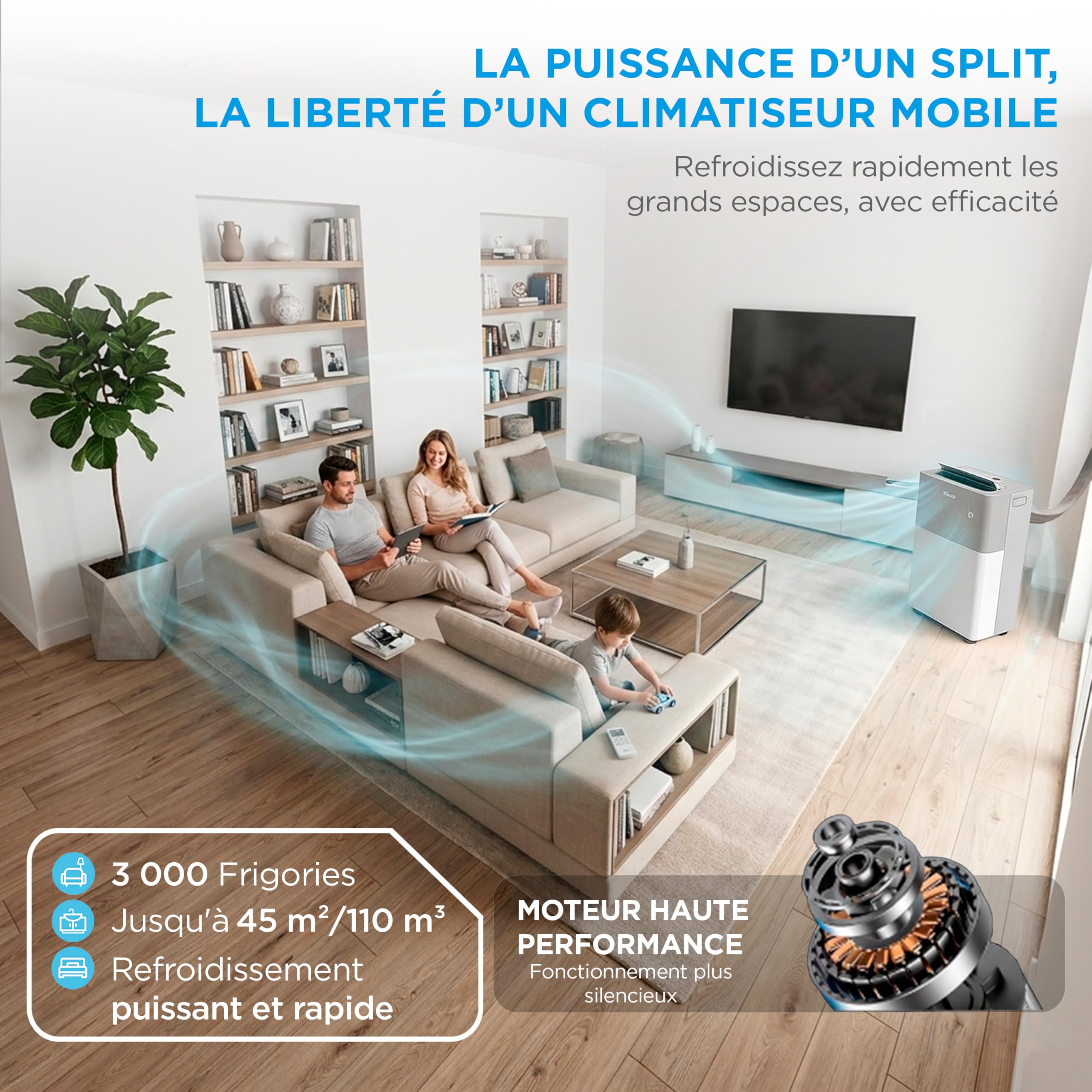 MIDEA Climatiseur PortaSplit Mobile Silencieux 4-in-1| 12000 BTU | Chauffage et Climatisation Portable Prêt à Poser 3,5kW- Clim Mobile avec rafraîchisseur, déshumidificateur, chauffage,ventilateur