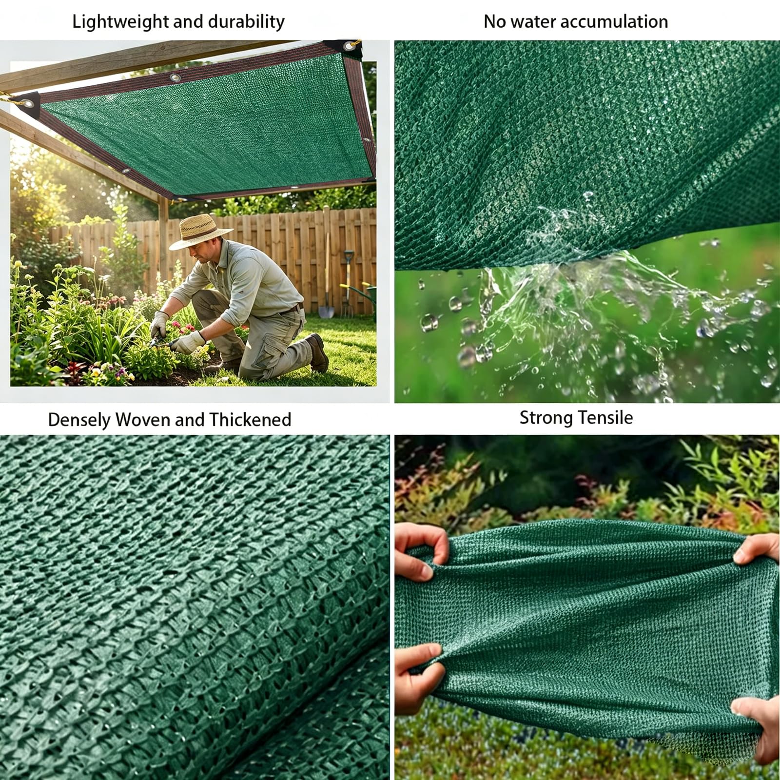 2 m x 15 m ciemnozielone ogrodzenie prywatności, 90% Blocka Heavy Du siatka siatkowa do ogrodu na zewnątrz, podwórko, patio, werandę, balkon, ochrona