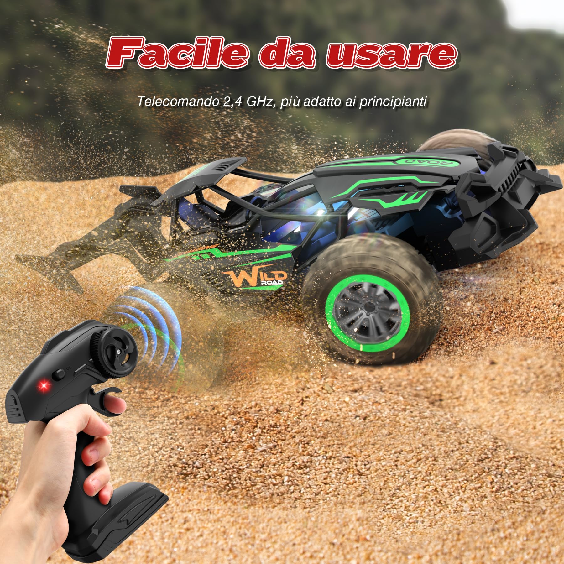 Perbabe Macchina Telecomandata per Bambini, Alta Velocità 20KM/h Auto RC 2.4Ghz Macchina Radiocomandata con Batteria Ricaricabile Macchine Telecomandate Giocattolo Bimbi Regalo Natale Compleanno
