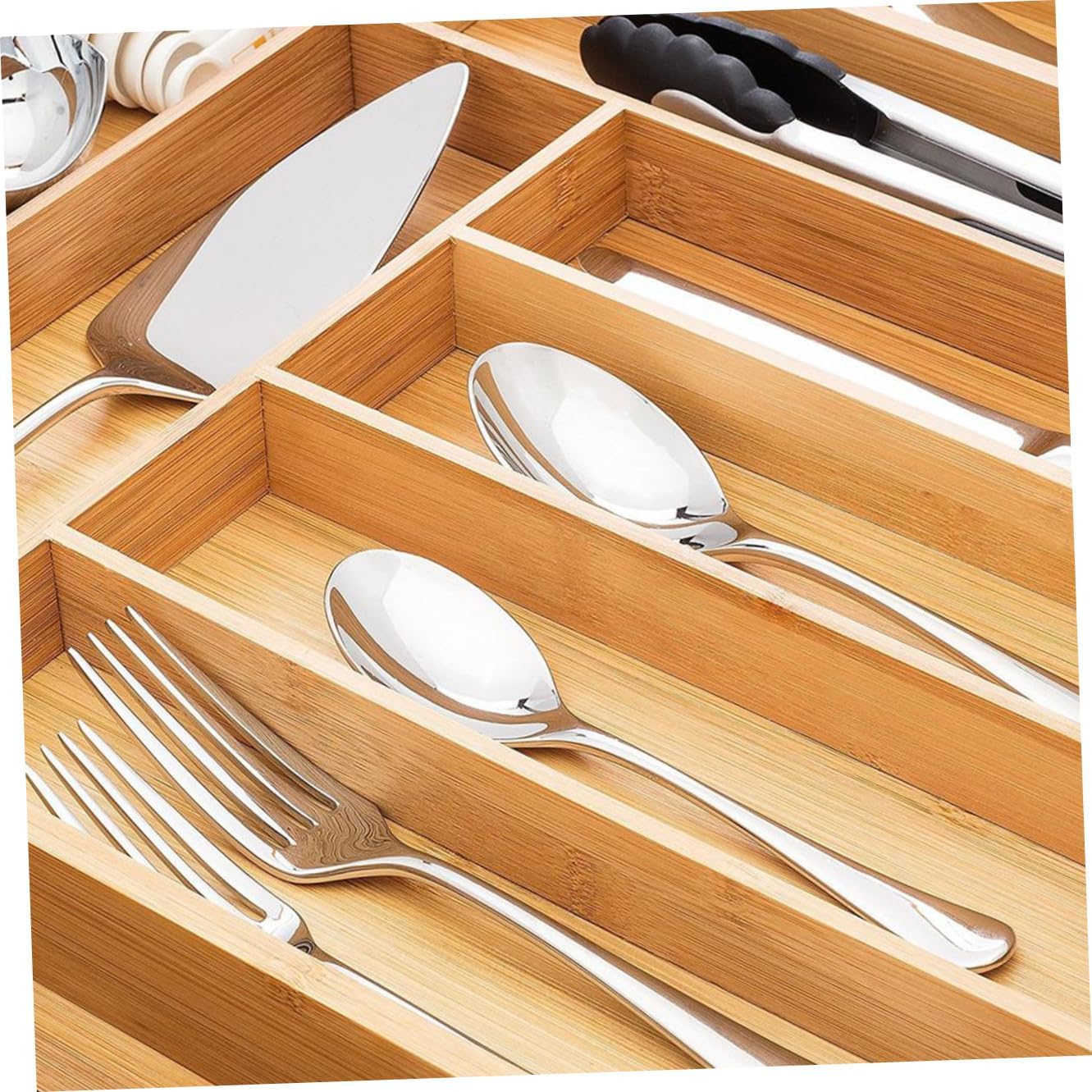 VILLCASE Cutlery Storage Organizer Tray, 6-compartment Drawer Tableware Case for Kitchen Utensils and Silverware Organization