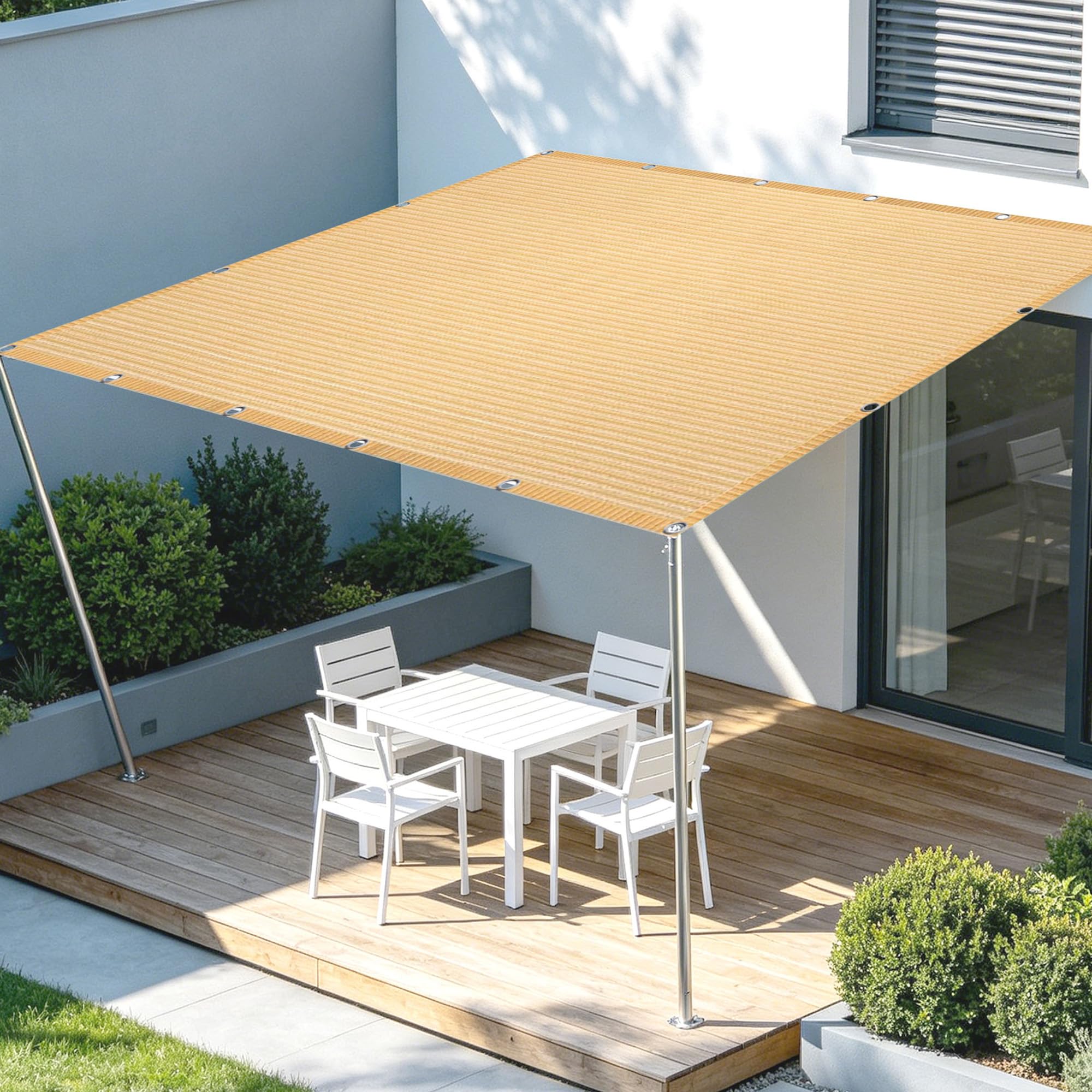 Toile d'ombrage de serres haut de gamme crème 300 x 301 cm pour protection de terrasse