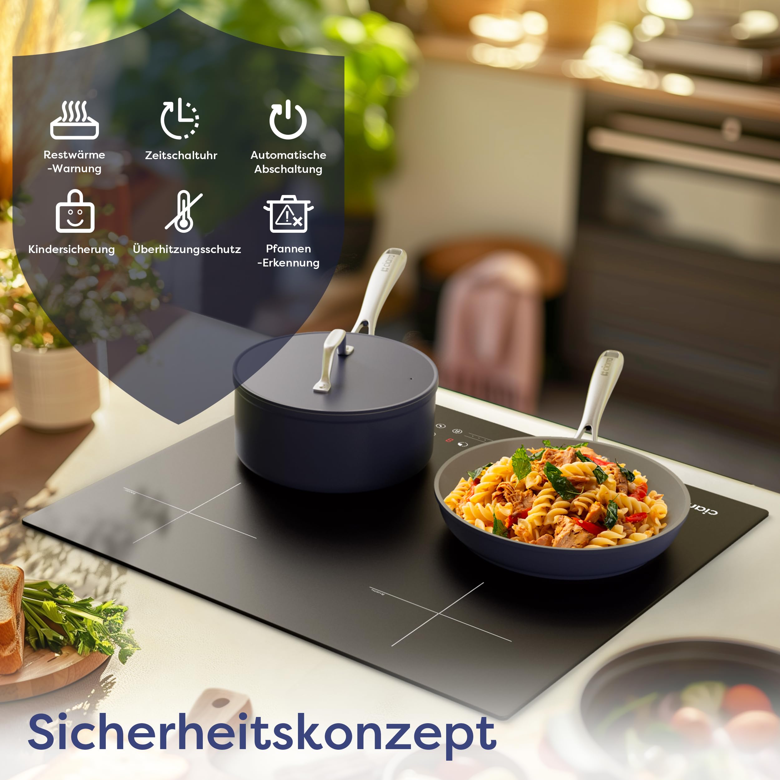 CIARRA CBBIH4B 4 Zonen Einbau Induktionskochfeld 60cm 7200W mit PowerBoost