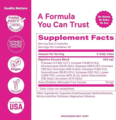 Miniatura 7 de Pink Stork Paquete de salud intestinal para mujeres Probiótico con prebióticos y enzimas digestivas con prebióticos y amla Hinchazón, metabolismo,