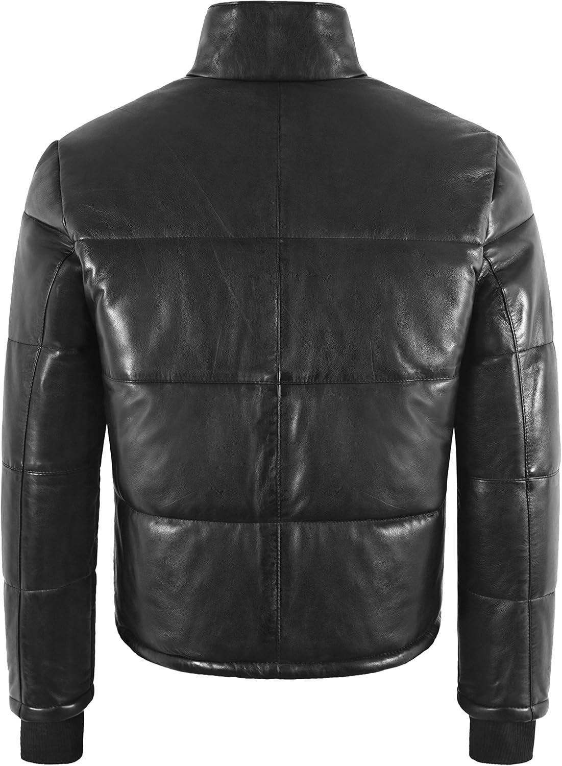 EVEREST LEATHER PUFFER JACKET Black Real Leather Short Padded Warm Winter Jacket - Image 4