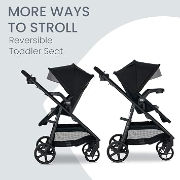 Britax Brook+ Modular Baby Stroller, Ultra-Lightweight Infant and Toddler Stroller with SafeWash Insert and 4 Ways to Stroll, Graphite Onyx | Infant Car Seat Compatible, Lightweight Frame and 1-Step Fold, Includes Parent and Child Trays and SafeWash Seat Insert