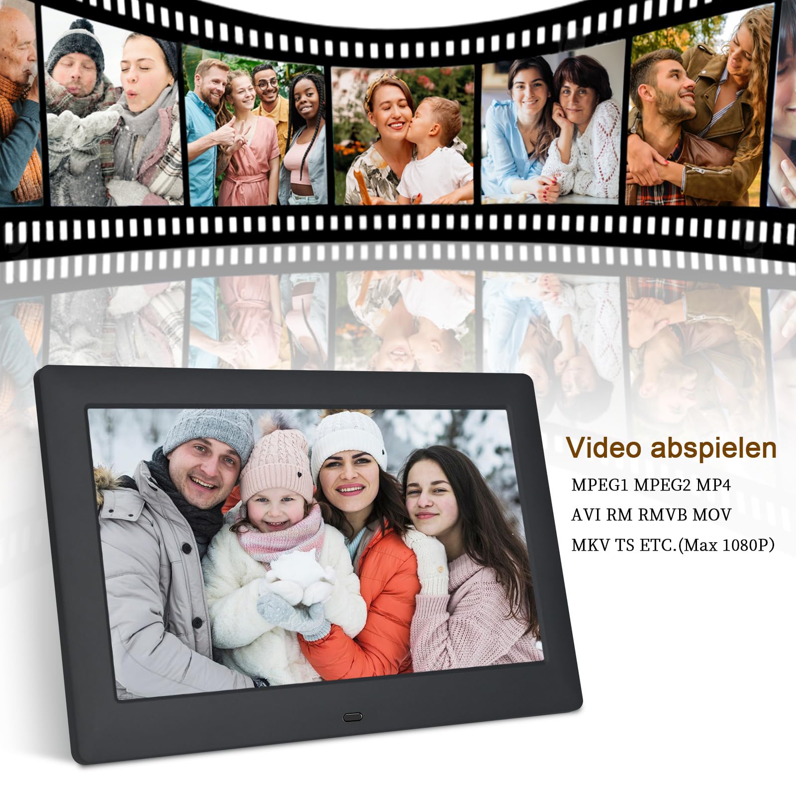 TSITSC 10.5 Zoll Digitaler Bilderrahmen, 1280 * 720 IPS Bildschirm Elektronischer Bilderrahmen Kalender/Uhrfunktion/Musik/Foto-/Videoplayer mit Fernbedienung, unterstützt USB/SD-Karte (Schwarz)