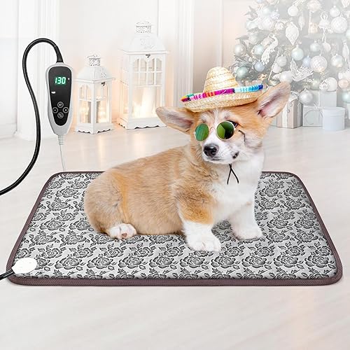Vista 46 de Almohadilla térmica para perros de 28 x 18 pulgadas con interruptor de termostato inteligente y tubo de protección de línea de alimentación