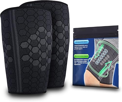 Mangas de compresión para muslos, soporte para isquiotibiales y cuádruple para la parte superior de la pierna para hombres y mujeres, alivio del