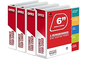 Bulk 6 Inch D-Ring Binders - Pack of 4