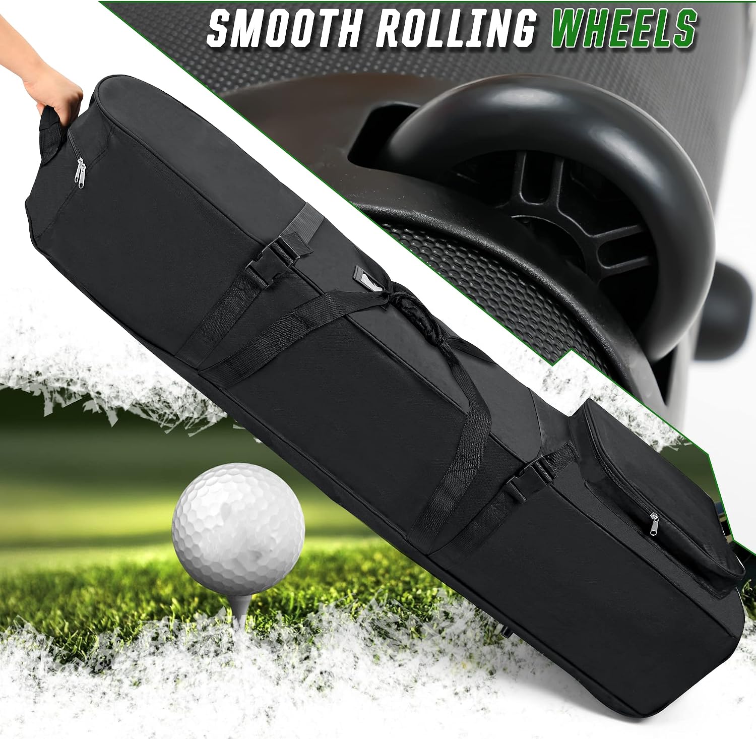 DAREKUKU Golf Travel Bag with Adjustable Support Rod | 900D Heavy Duty Oxford Wear-Resistant, Soft-Sided Foldable Golf Club Traveling Case with Excellent Zipper, Universal Size