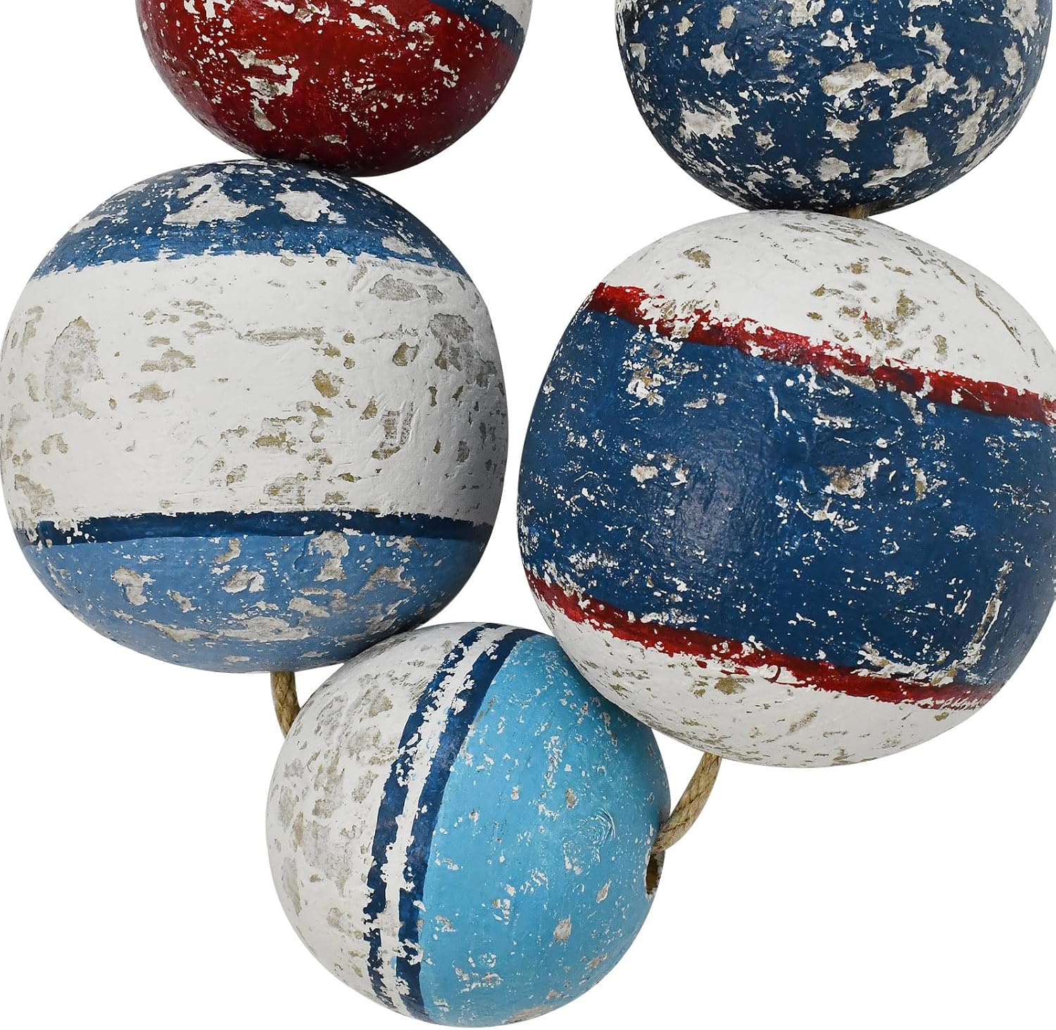 Veclotch Wooden Buoy Floating Ball Nautical Wall Decor, Rustic Distressed Wood Fishing Buoy Decorative Marine Bouys Beach Bathroom Ocean Home Decorations Coastal Theme Nautical Gifts (L), Large