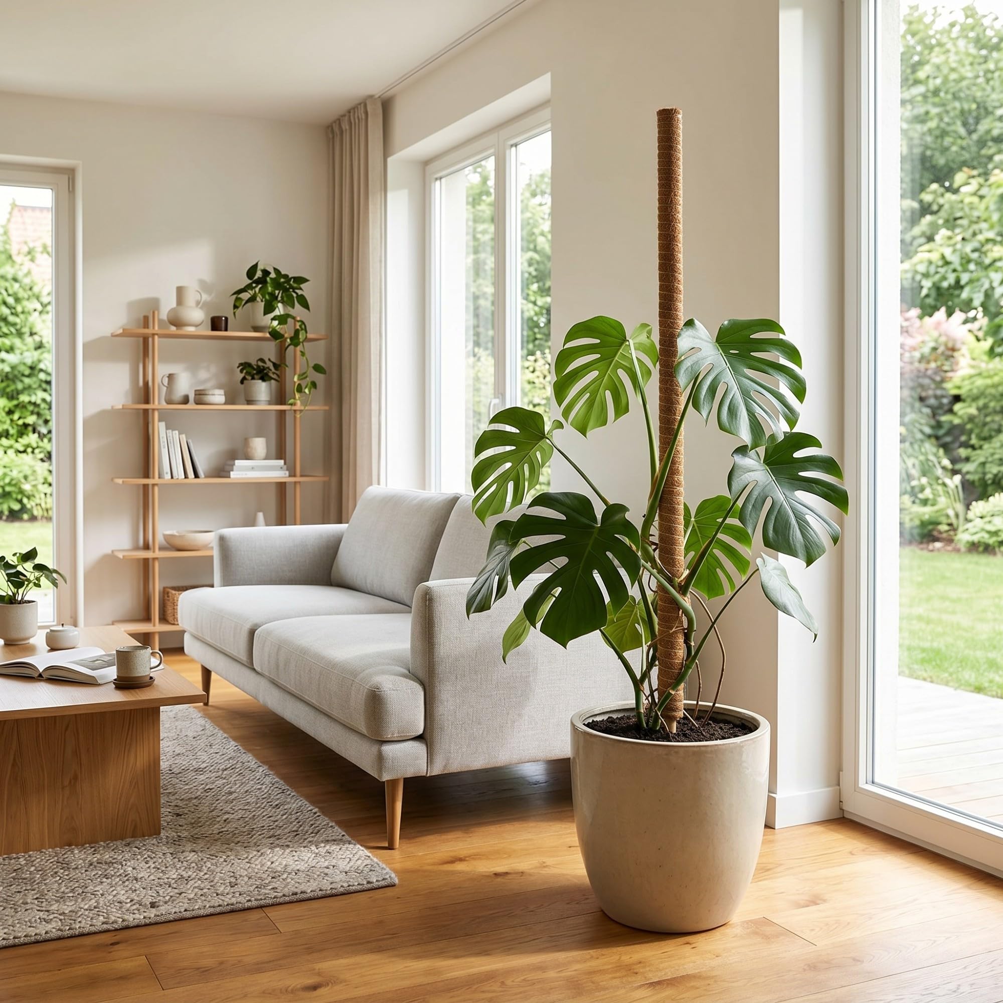 KADAX Monstera Tutor - Tutor in fibra di cocco (150 cm), asta di cocco e bastoncino di schiuma per piante da interno, aiuto per arrampicata e supporto per piante da interno ed esterno
