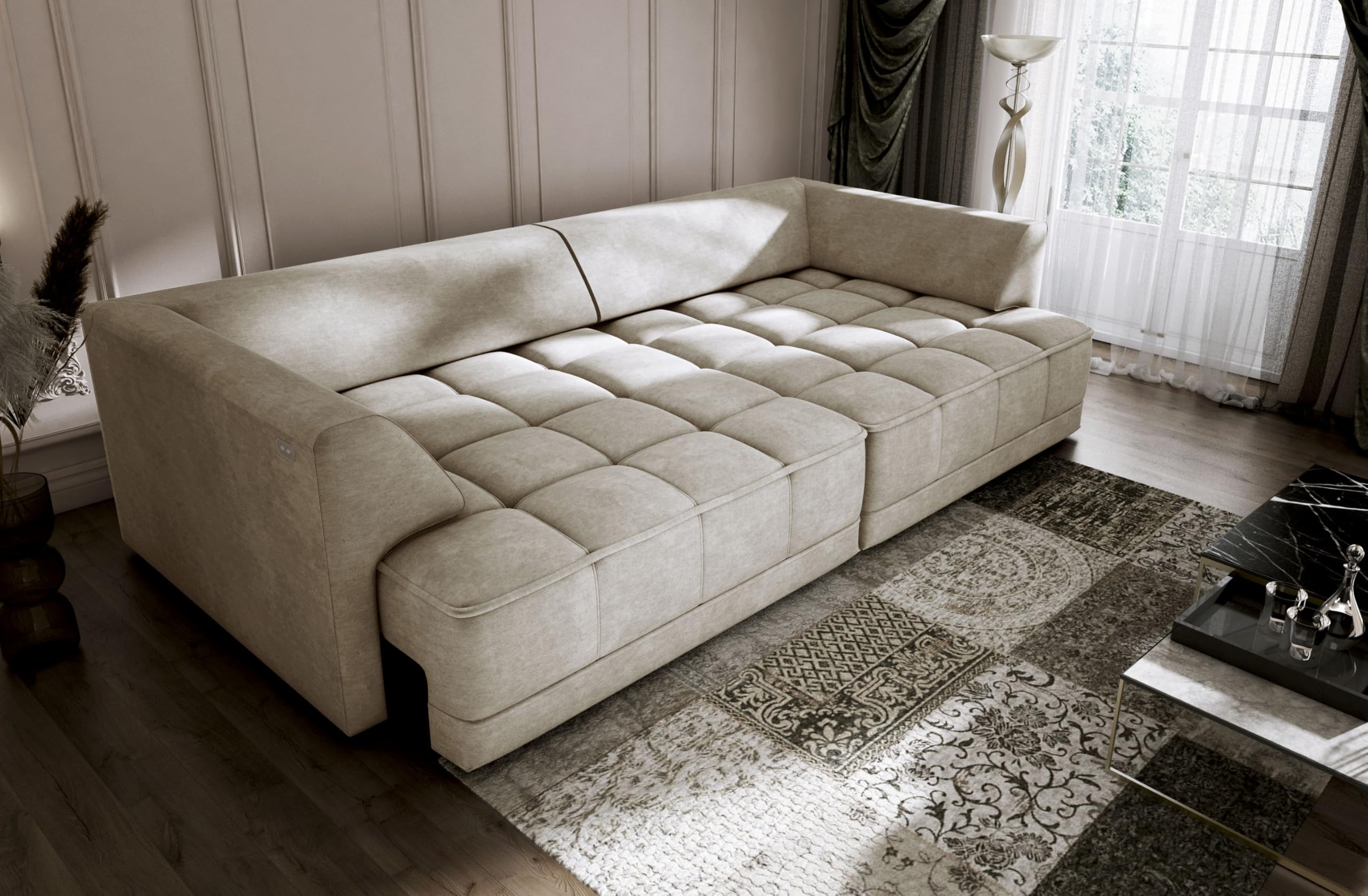 Big Sofa Tiga XXL, Schlafsofa, Couch, Schlafcouch mit Schlaffunktion 302 cm Breit (Cloud 3)