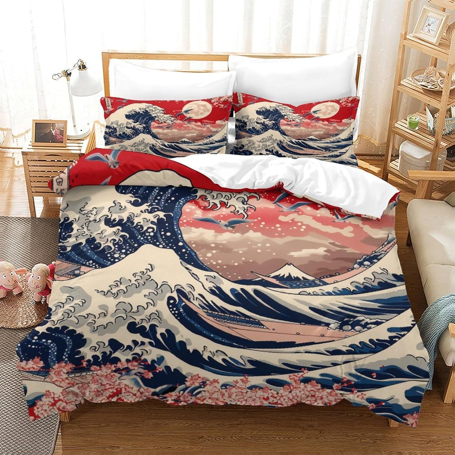 Housse de couette paysage japonais 3D pour chambre ado garçon