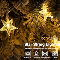 Vista 6 de echosari Cadena de luces con forma de estrella, funciona con pilas, temporizador automático, luces LED de hadas con forma de estrella de 158