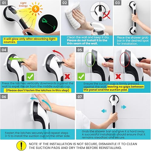 Miniatura 93 de TAILI - Barras de sujeción para la ducha con ventosa, paquete de 2 unidades, de 16 pulgadas, resistente y removible, sin taladro, impermeable