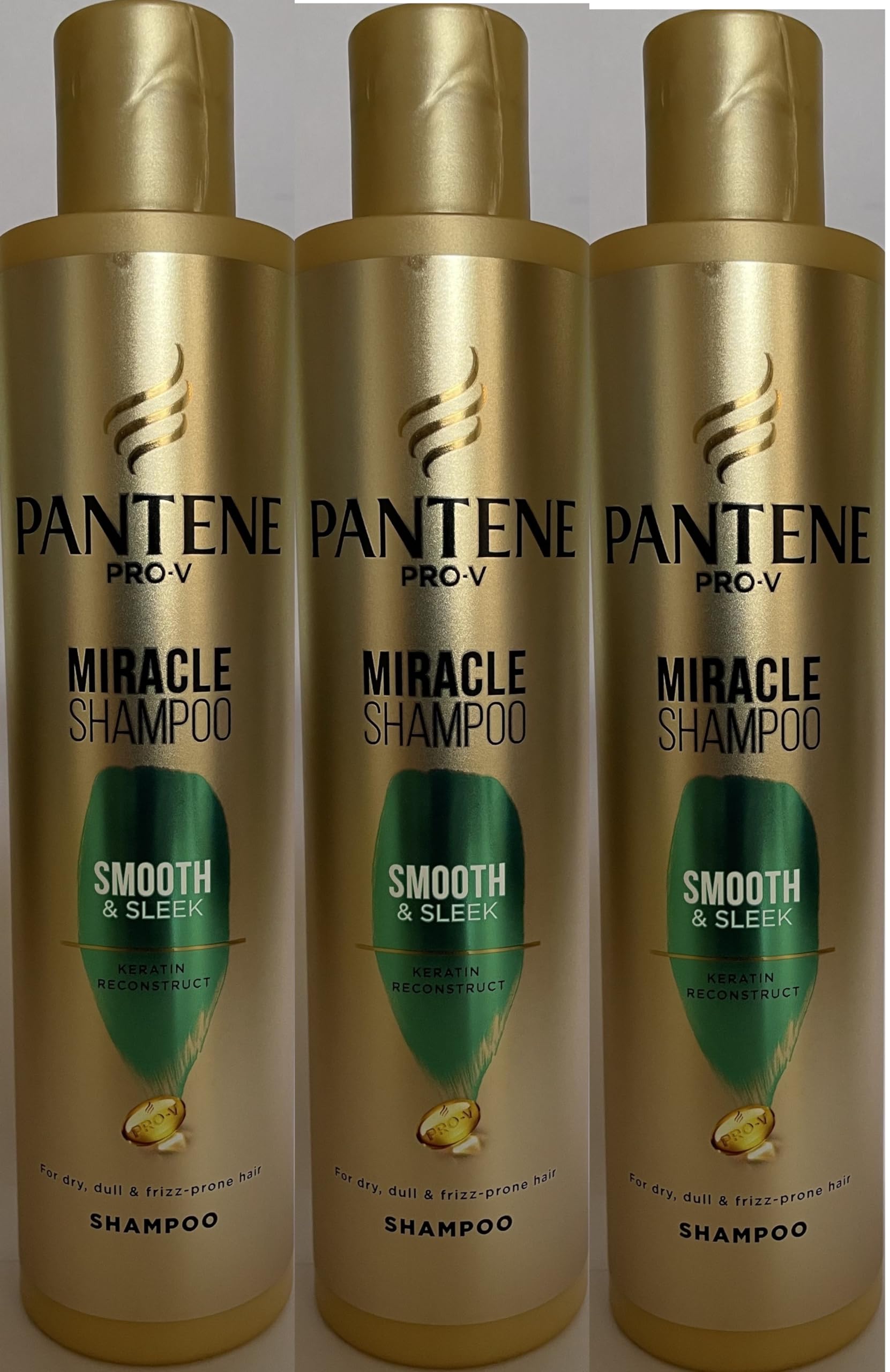 3 x 250ml Pantene Pro-V Miracle Keratin Shampoo - Smooth & Sleek