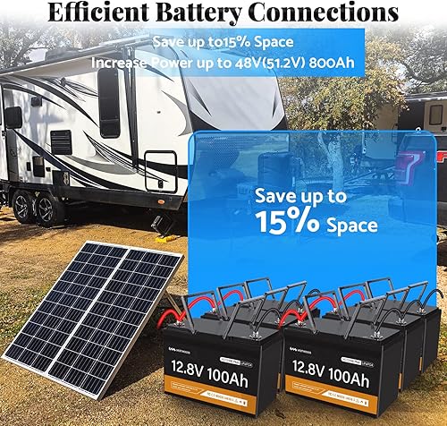 Miniatura 6 de Batería de litio de 12 V (12.8 V) 100 Ah 1.28 kWh 6000 ciclos profundos 12.8 V batería LifePO4 tiene 100A-BMS y aplicación Bluetooth de corte de